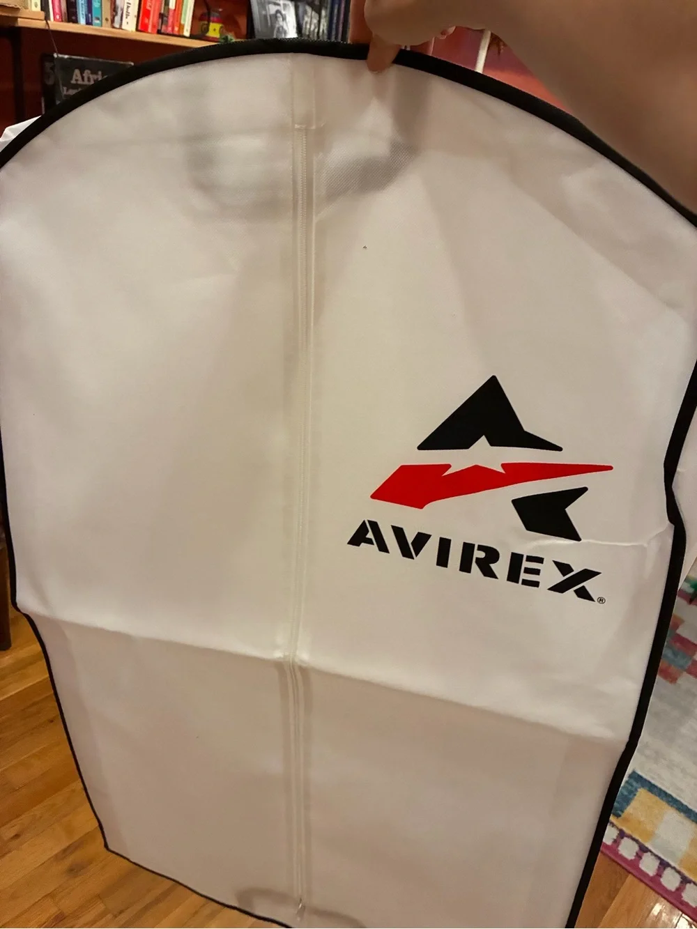 Avirex White Garment Cover with Black Trim and Red Logo